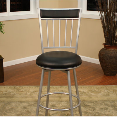 American Heritage Alliance Stool in Silver with Black Vinyl