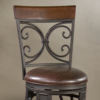American Heritage Treviso Stool in Pepper with Bourbon Leather