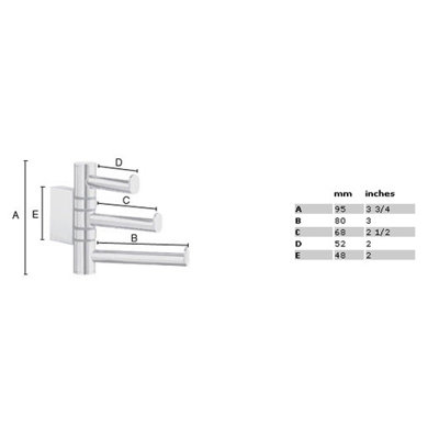 Smedbo Air Swing Arm Triple Hook in Polished Chrome