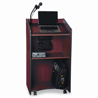 AmpliVox Sound Systems Presidential Plus Wireless Sound Lectern, 25-1/2w x 20-1/2d x 46-1/2h, Mahogany                                              