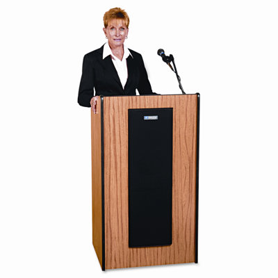 AmpliVox Sound Systems Presidential Plus Wireless Sound Lectern, 25-1/2w x 20-1/2d x 46-1/2h, Med Oak                                               