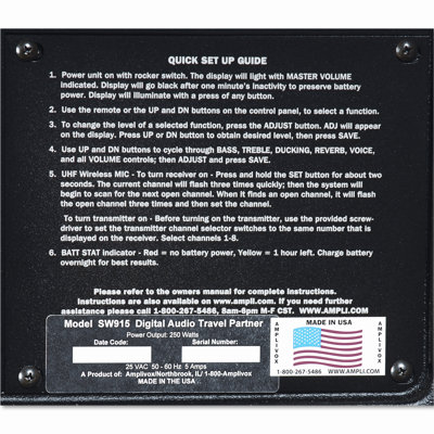 AmpliVox Sound Systems Portable Wireless Digital Travel Partner Public Address System, Black