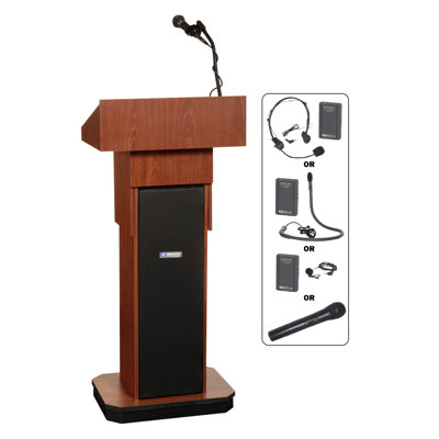 AmpliVox Sound Systems Executive Adjustable Height Sound Column Lectern