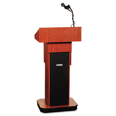 AmpliVox Sound Systems Executive Adjustable Sound Lectern, Column, 24w x 17-1/2d x 36 to 44h, Mahogany                                              