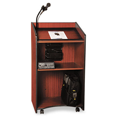 AmpliVox Sound Systems Presidential Plus Wireless Sound Lectern, 25-1/2w x 20-1/2d x 46-1/2h, Mahogany                                              