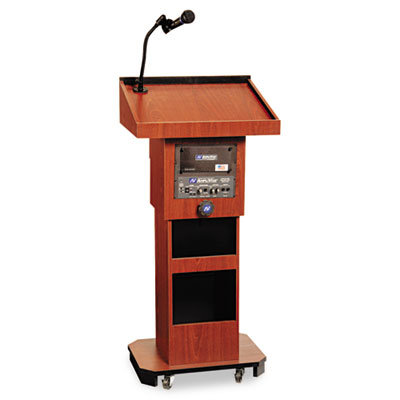 AmpliVox Sound Systems Presidential Plus Adjustable Wireless Column Lectern, 20 x 13 x 46-1/2, Mahogany