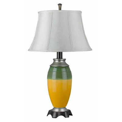 Table Lamp in Baked Yellow and Green