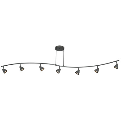 Serpentine Seven Light Track Light with Amber Glass in Dark Bronze