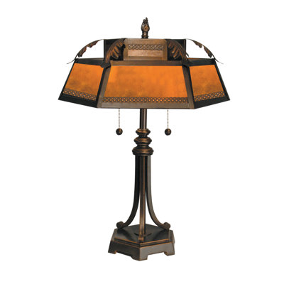 Two Light Table Lamp in Antique Golden Sand