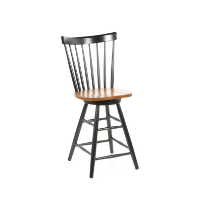 International Concepts Madison Park 24" Spindleback Swivel Counter Stool in Black/Cherry