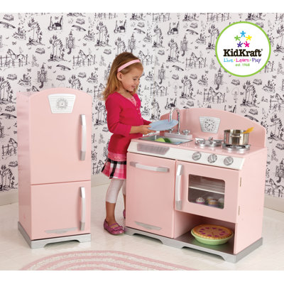 KidKraft Pink Retro Kitchen & Refrigerator