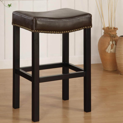 Armen Living Tudor Wrangler Backless Barstool in Brown