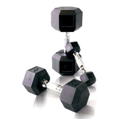 Cap Barbell Rubber Coated Hex Dumbbell with Contoured Chrome Handle