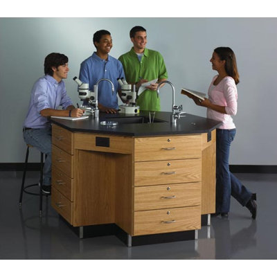 Diversified Woodcrafts 60" Wide Octagon Workstation With Drawer Base