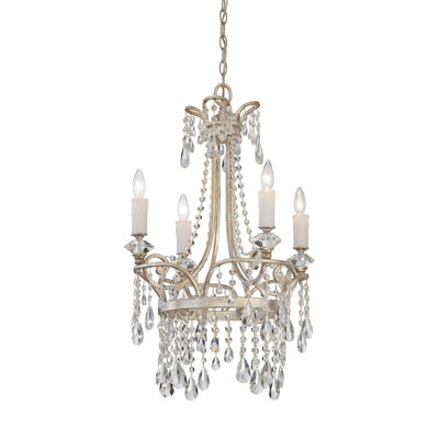 Quoizel Tricia Four Light Chandelier in Vintage Silver