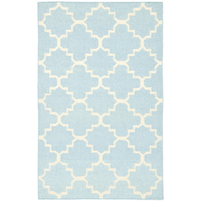 Safavieh Dhurries Light Blue/Ivory Checked Rug