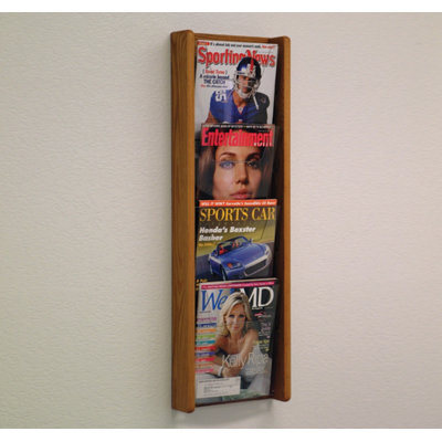 Wooden Mallet Four Pocket Acrylic and Oak Wall Display