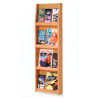 Wooden Mallet Four Magazine and Twelve Brochure Wall Display with Optional Floor Stand