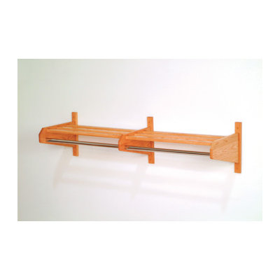 Wooden Mallet Double Hat and Coat Rack with Chrome Bar