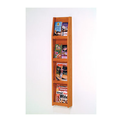 Wooden Mallet Four Magazine and Eight Brochure Wall Display with Optional Floor Stand