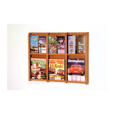 Wooden Mallet Six Magazine and Twelve Brochure Oak and Acrylic Wall Display