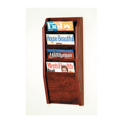 Wooden Mallet Four Pocket Wall Mount Magazine Rack