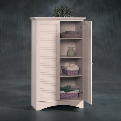 Sauder Harbor View Storage Cabinet in Distressed Antiqued White