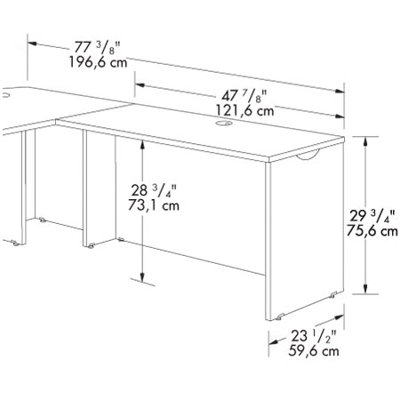 Sauder Via 29.75" H x 47.875" W Reversible Desk Return