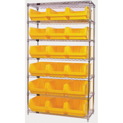 Quantum Storage Q-Stor 7 Shelf Unit with Magnum Bins (74" H x 42" W x 18" D) with Optional Mobile Kit