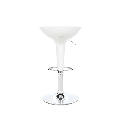 Boraam Industries Inc Luna Adjustable Scoop Swivel Bar Stool in White (Set of 2)