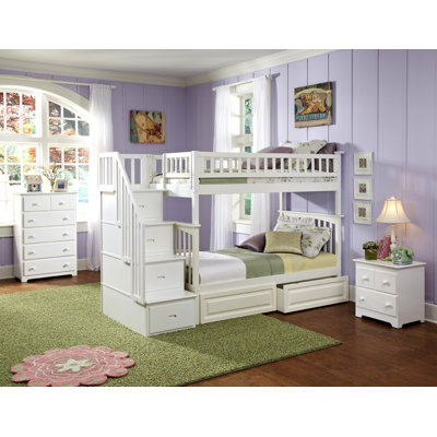 Atlantic Furniture Columbia Staircase Bunk Bed with Raised Panel Drawers