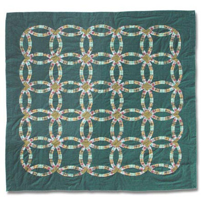 Green Double Wedding Ring Shower Curtain