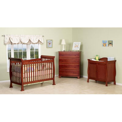 DaVinci Reagan Three Piece Convertible Crib Nursery Set with Toddler Rail in Cherry
