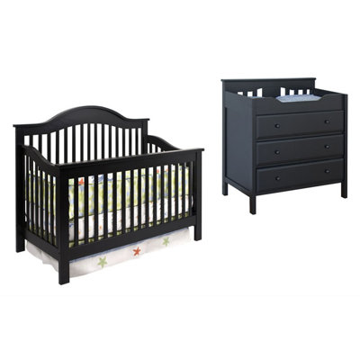 DaVinci Jayden Two Piece Convertible Crib Set with Toddler Rail in Espresso