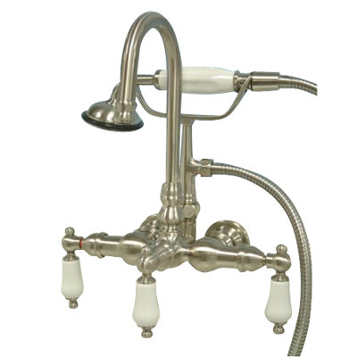 Elements of Design Vintage Three Handle Wall Mount Clawfoot Tub Faucet with Handshower