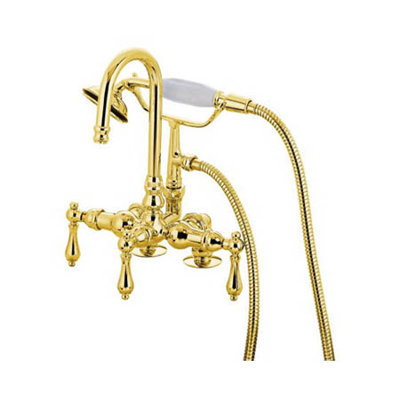 Elements of Design Vintage Three Handle Wall Mount Clawfoot Tub Faucet with Handshower