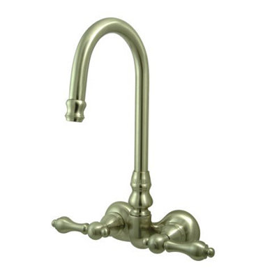 Elements of Design Hot Springs Double Handle Wall Mount Clawfoot Tub Faucet Trim Metal Lever Handle