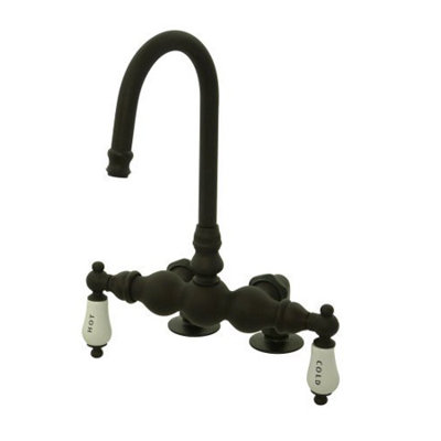 Elements of Design Hot Springs Double Handle Deck Mount Clawfoot Tub Faucet Trim Porcelain Lever Handle