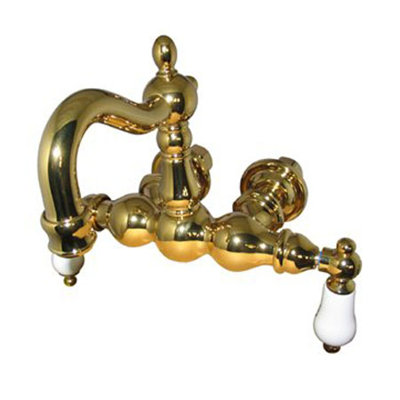 Elements of Design Hot Springs Double Handle Wall Mount Clawfoot Tub Faucet Trim Porcelain Lever Handle