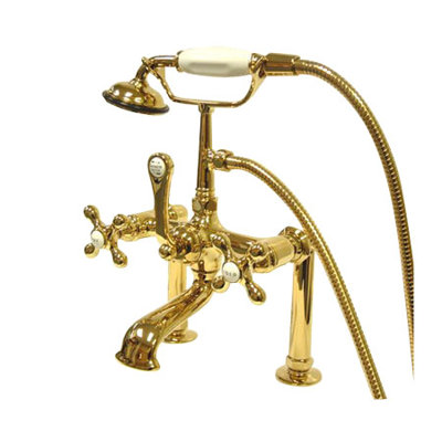 Elements of Design Hot Springs Deck Mount Clawfoot Tub Faucet with Handshower