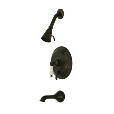 Elements of Design Heritage Thermostatic Pressure Balanced Tub and Shower Faucet with Porcelain Lever Handles