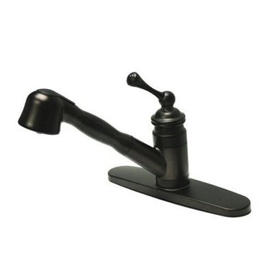 Elements of Design Vintage Single Handle Centerset Kitchen Faucet with Buckingham Lever Handles and Pull Out Spray