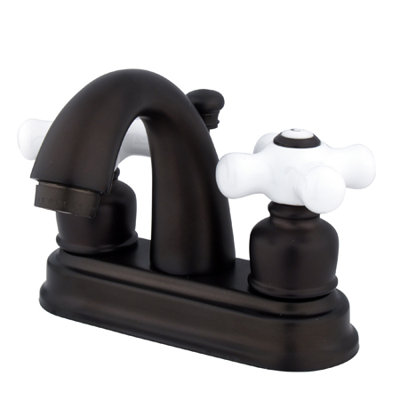 Elements of Design Centerset Bathroom Faucet with Double Porcelain Cross Handles
