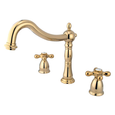 Elements of Design Heritage Double Handle Deck Mount Roman Tub Faucet Trim Metal Cross Handle