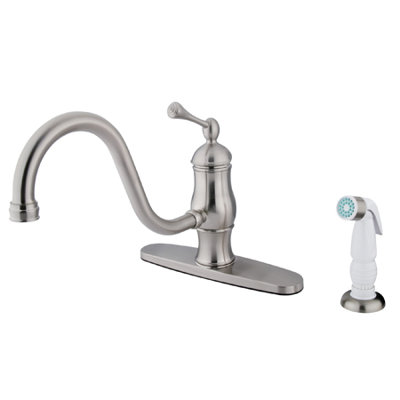 Elements of Design Heritage One Handle Centerset Kitchen Faucet with Buckingham Lever Handle