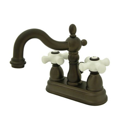 Elements of Design Centerset Bathroom Faucet with Double Porcelain Cross Handles