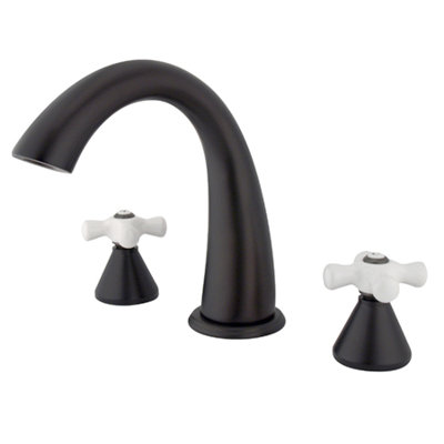 Elements of Design Double Handle Deck Mount Roman Tub Faucet Trim Porcelain Cross Handle