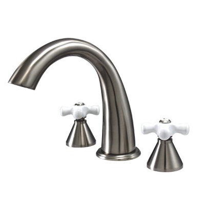 Elements of Design Double Handle Deck Mount Roman Tub Faucet Trim Porcelain Cross Handle