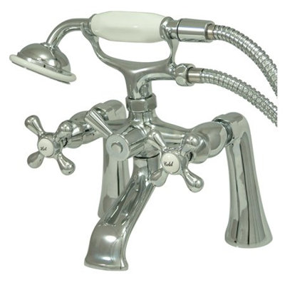 Elements of Design Double Handle Deck Mount Tub Only Faucet with Handshower
