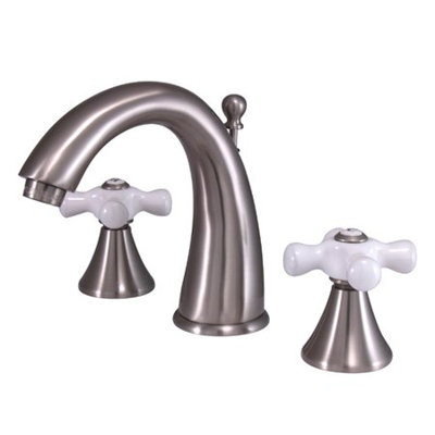 Elements of Design Widespread Bathroom Faucet with Double Porcelain Cross Handles